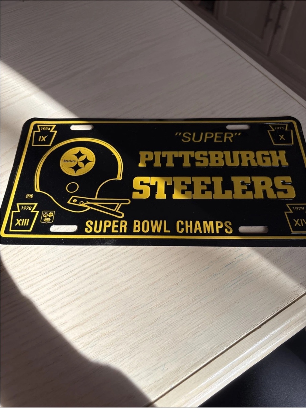 Pittsburgh Steelers Black & Gold License Plate - Super Bowl Champs